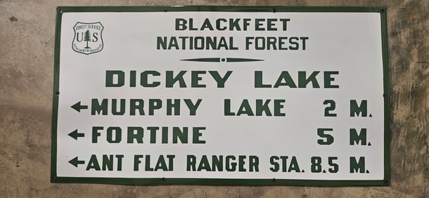 Vintage US Forest Service Porcelain Sign - Blackfeet National Forest Collection
