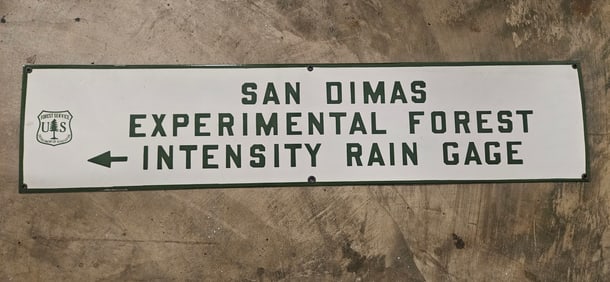 Vintage US Forest Service Porcelain Sign: San Dimas Experimental Forest Rain Gage