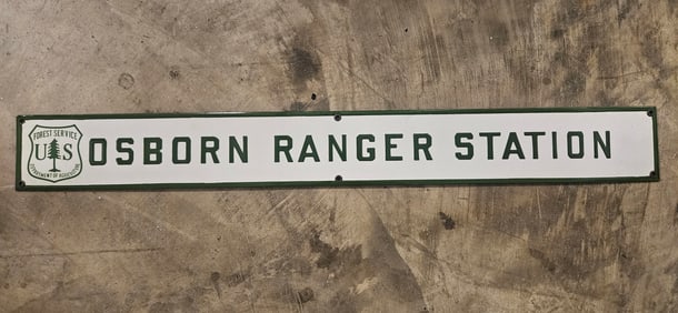 Vintage US Forest Service Osborn Ranger Station Porcelain Sign - Collectible Americana