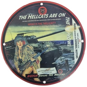 Custom Original 8-Inch Porcelain Sign Featuring The Hellcats Design