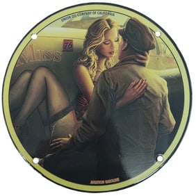 Original 8-Inch Porcelain Sign Featuring Classic Aviation Theme Art
