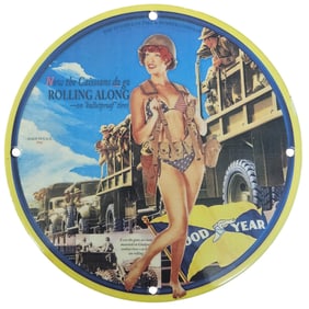 Unique 8-Inch Porcelain Sign Featuring Vintage Patriotic Design and Iconic Imagery