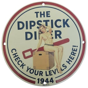 Custom 8-Inch Porcelain Sign: Unique Dipstick Diver Design for Automotive Enthusiasts