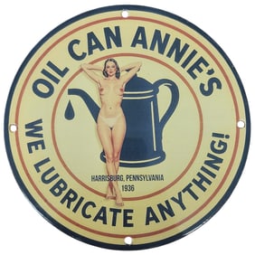 Unique Handmade 8-Inch Porcelain Sign - Oil Can Annies Lubrication