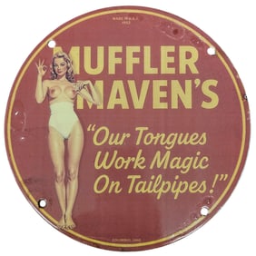 Unique 8-Inch Porcelain Sign Featuring Playful Vintage Advertising Design