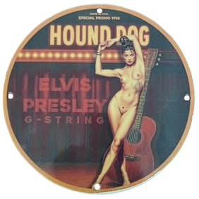 Unique 8-Inch Porcelain Sign Featuring an Iconic Elvis Presley Design