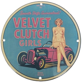 Custom 8-Inch Original Porcelain Sign Featuring Velvet Clutch Girls Design