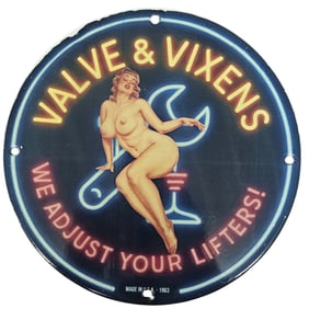 Custom 8-Inch Porcelain Sign - Unique Design for Valve & Vixens Theme