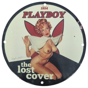 1954 Playboy Marilyn Monroe Porcelain Sign – "The Lost Cover" Nude Artwork