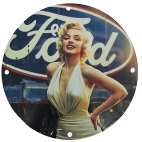 Marilyn Monroe Ford Porcelain Sign – Glamorous Auto Advertising Icon Art