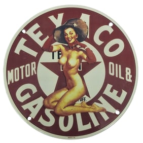 Custom 8 Inch Porcelain Sign - Unique Texaco Gasoline Design