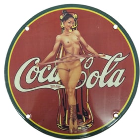 Custom One-of-a-Kind 8-Inch Porcelain Coca-Cola Decorative Sign
