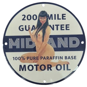 Unique Custom 8-Inch Porcelain Sign Featuring Vintage Motor Oil Design