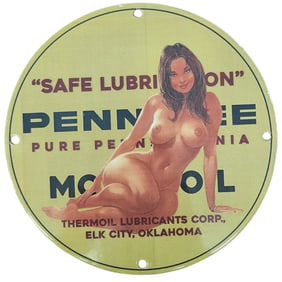 Custom 8-Inch Porcelain Sign Featuring Unique Lubrication Design