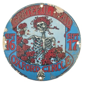 Grateful Dead Oxford Circle 8" Sign – Distressed Vintage Porcelain