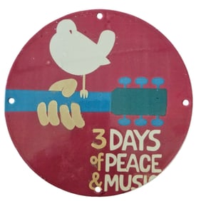 Woodstock Peace & Music Porcelain 8" Sign – 1969 Festival Tribute