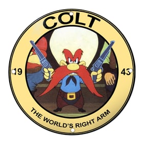 Colt Porcelain Sign Featuring the Iconic Yosemite Sam ? The World's Right Arm
