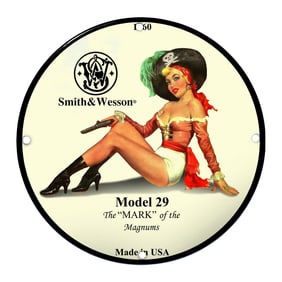 Enchanting Pirate Pin-Up Porcelain Sign ? Smith & Wesson Model 29