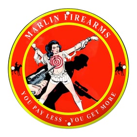 Bold Marlin Firearms Porcelain Sign Featuring Captivating Iconography and Vibrant Colors