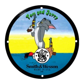 Iconic Tom and Jerry Porcelain Sign with Smith & Wesson Logo