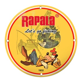 Rapala Fishing Sign Featuring Goofy - Let's Go Fishing in Vibrant Colors