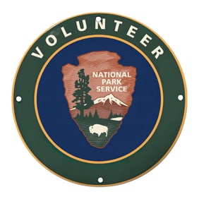 Emblematic National Park Service Volunteer Porcelain Sign with Scenic Imagery