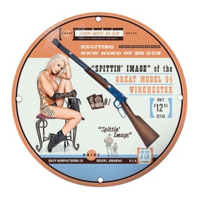 Exciting Daisy Lever-Matic BB Gun Sign Featuring the Spittin' Image of the Great Model 94 Winchester