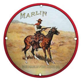 Western Heritage: Marlin Fire Arms Co. Porcelain Sign ? A Tribute to Classic Americana