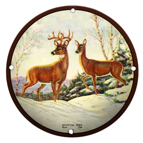 Charming Porcelain Whitetail Deer Sign ? Captivating Wildlife Artwork