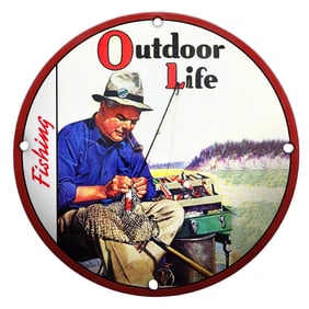 Charming Outdoor Life Sign Featuring a Dedicated Fisherman