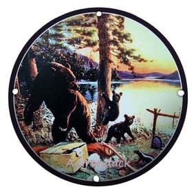 Majestic Bears by the Lakeside: Adirondack Wilderness Porcelain Sign