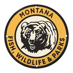 Montana Fish, Wildlife & Parks Porcelain Sign Featuring Iconic Bear Design