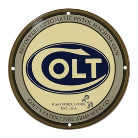 Classic Colt Firearms Porcelain Sign: Automatic Pistol & Revolvers Display