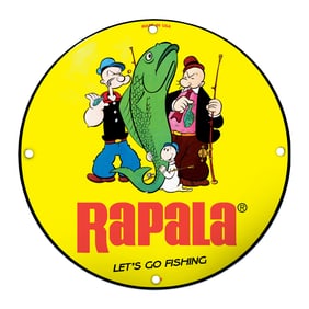 Rapala Fishing Sign Featuring Iconic Popeye Characters ? Let's Go Fishing Theme