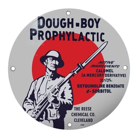Dough-Boy Prophylactic Porcelain Sign with Iconic Soldier Imagery