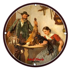 Charming Porcelain Sign Featuring a Rustic Scene by Adolf Eberle (1842-1914)
