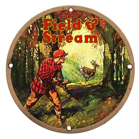 Field & Stream Vintage Hunting Scene Porcelain Sign - Captivating Wilderness Design