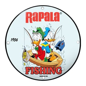 Rapala Fishing Sign Featuring Donald and Huey: A Vibrant Tribute to Angling Fun