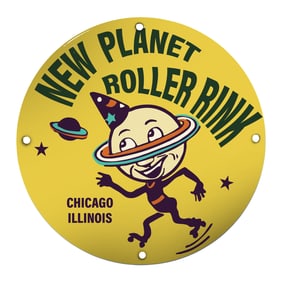 Vibrant Porcelain Sign for New Planet Roller Rink ? A Stellar Chicago Experience