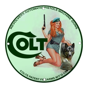 Stunning Colt Sign Featuring Enchanting Soldierette and Loyal Dog