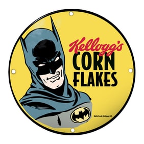 Kellogg's Corn Flakes Porcelain Sign Featuring Batman ? A Retro Delight