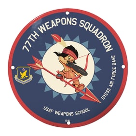 77th Weapons Squadron USAF Porcelain Sign - Dynamic & Colorful Military Art