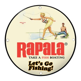Vintage Rapala Porcelain Sign: Explore the Joys of Fishing and Boating