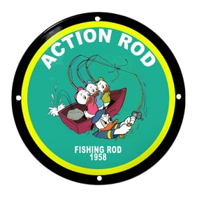Vintage Inspired Action Rod Fishing Sign Featuring Disney Characters