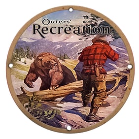 Captivating Porcelain Sign: Outers Recreation Featuring a Majestic Bear Encounter
