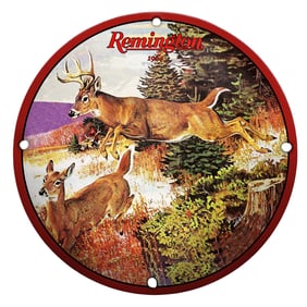 Vibrant Remington Deer Hunting Porcelain Sign Featuring Majestic Wildlife