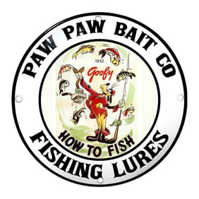 Paw Paw Bait Co. Goofy Fishing Sign - A Splash of Whimsy and Color