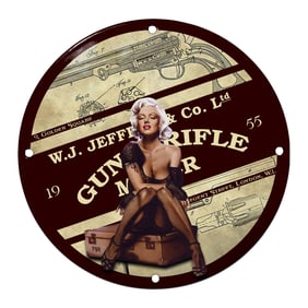 W.J. Jeffery & Co. Ltd. Gun and Rifle Manufacture Porcelain Sign with Iconic Imagery