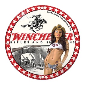 Captivating Winchester Porcelain Sign: Bold Imagery & Iconic Design
