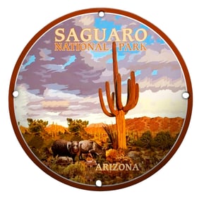 Captivating Porcelain Sign for Saguaro National Park ? Desert Iconography and Charm